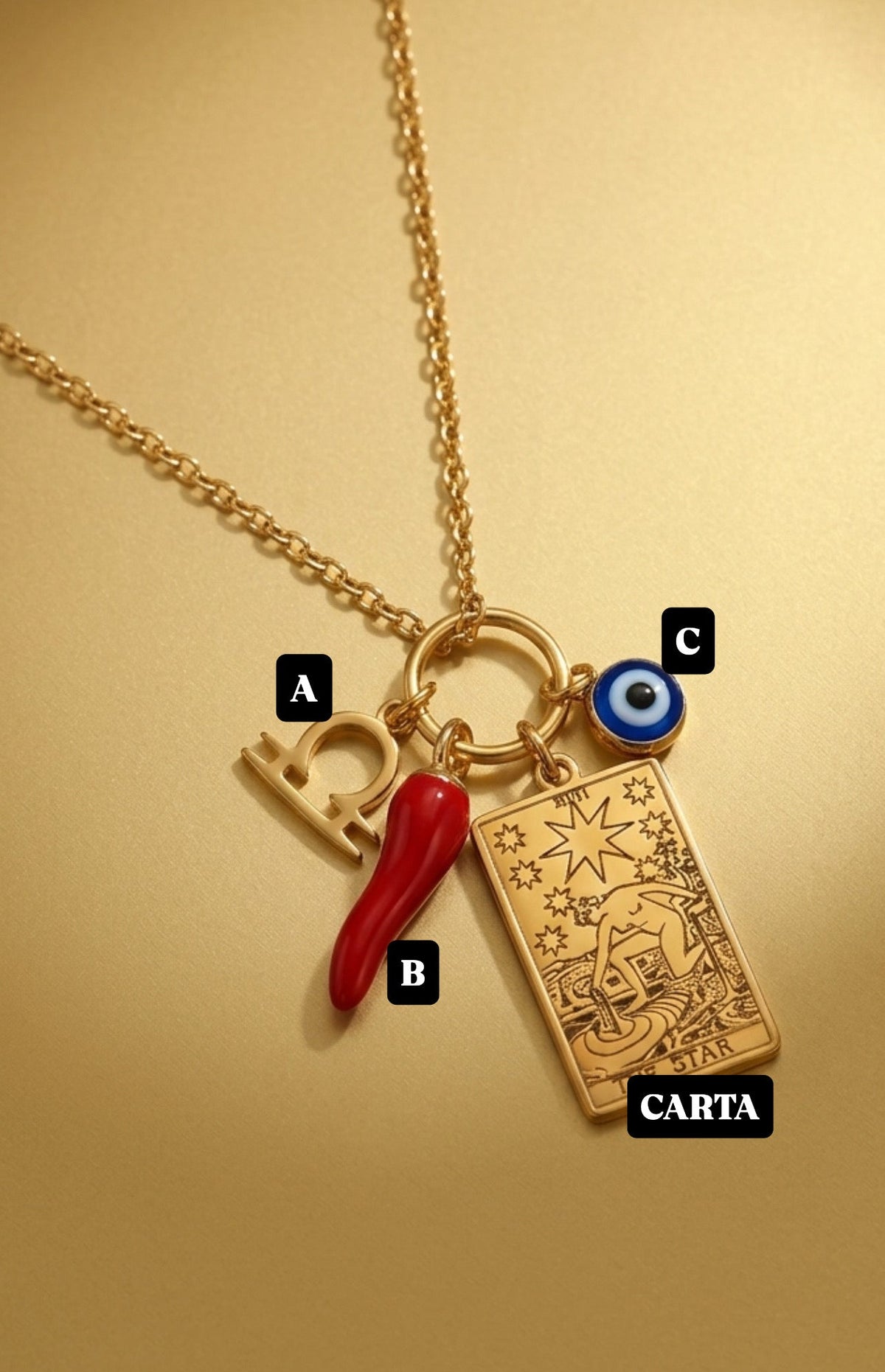 Collana Tarocchi Personalizzata con 3 Charm - Oro