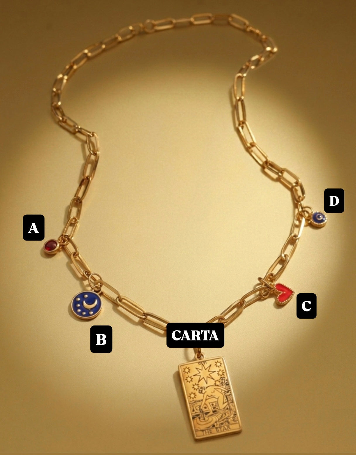 Collana Tarocchi Personalizzata con 4 Charm - Oro