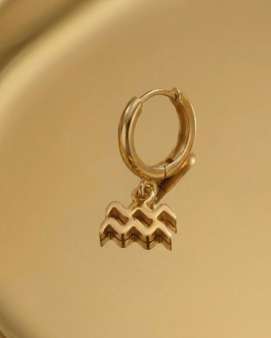 Orecchino Segno Zodiacale Aquario - Oro