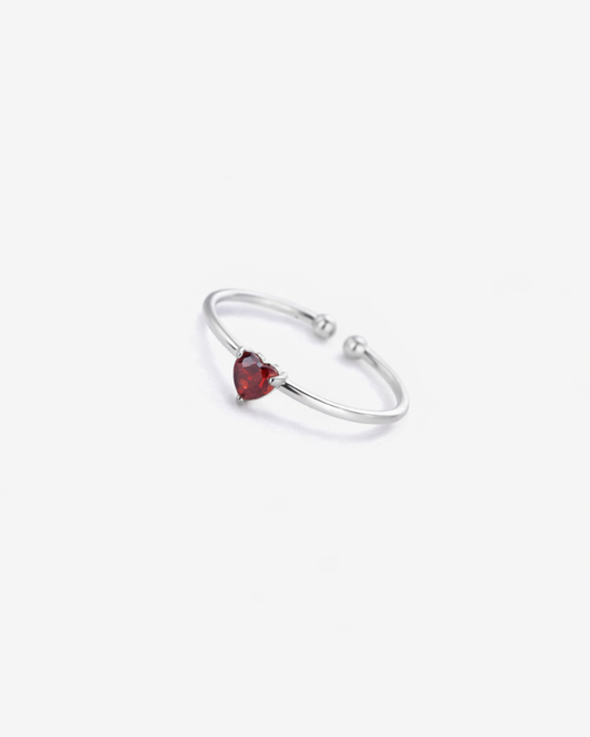 Anello Pietra Rosso Scuro - Argento