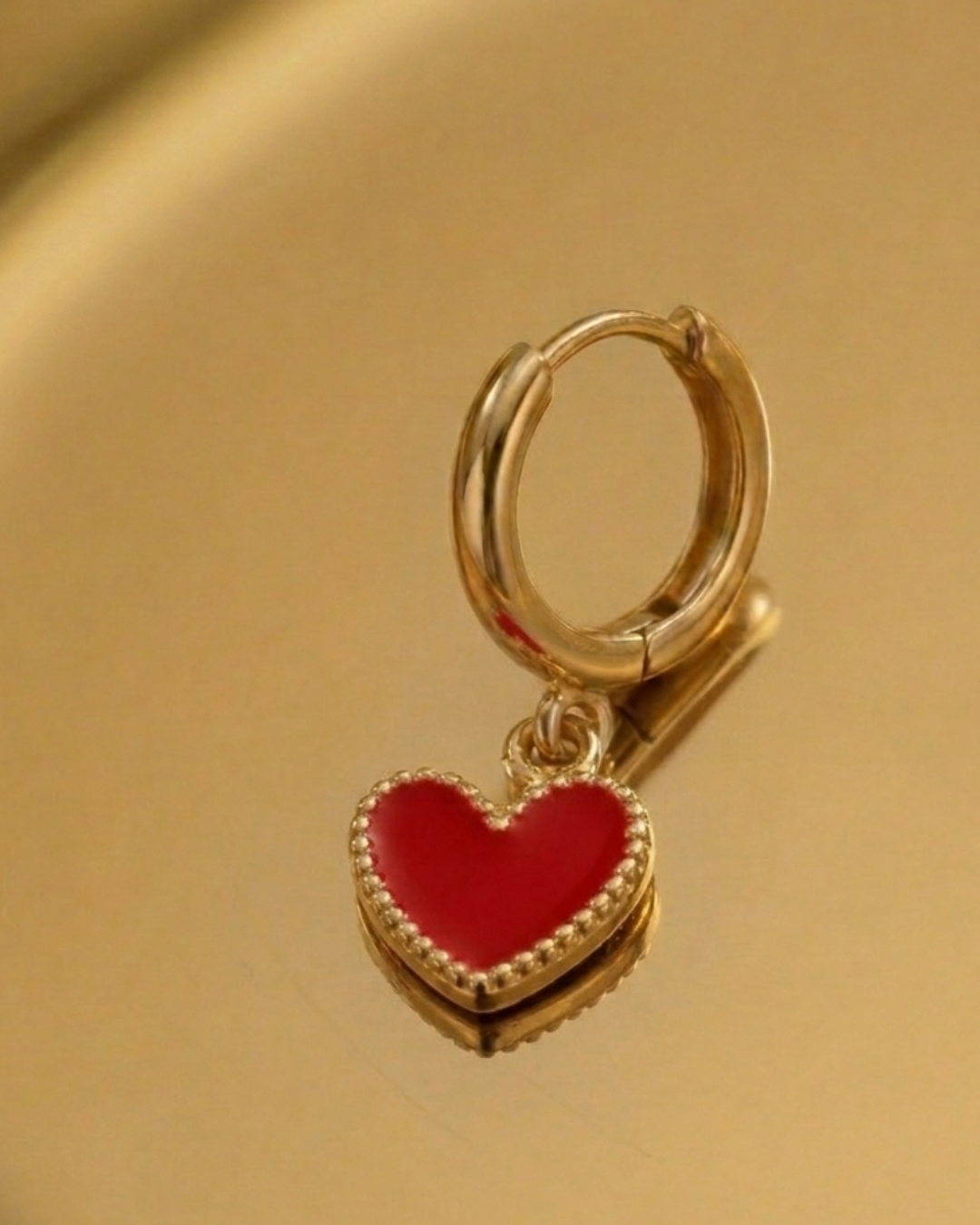 Orecchino Cuore Rosso - Oro