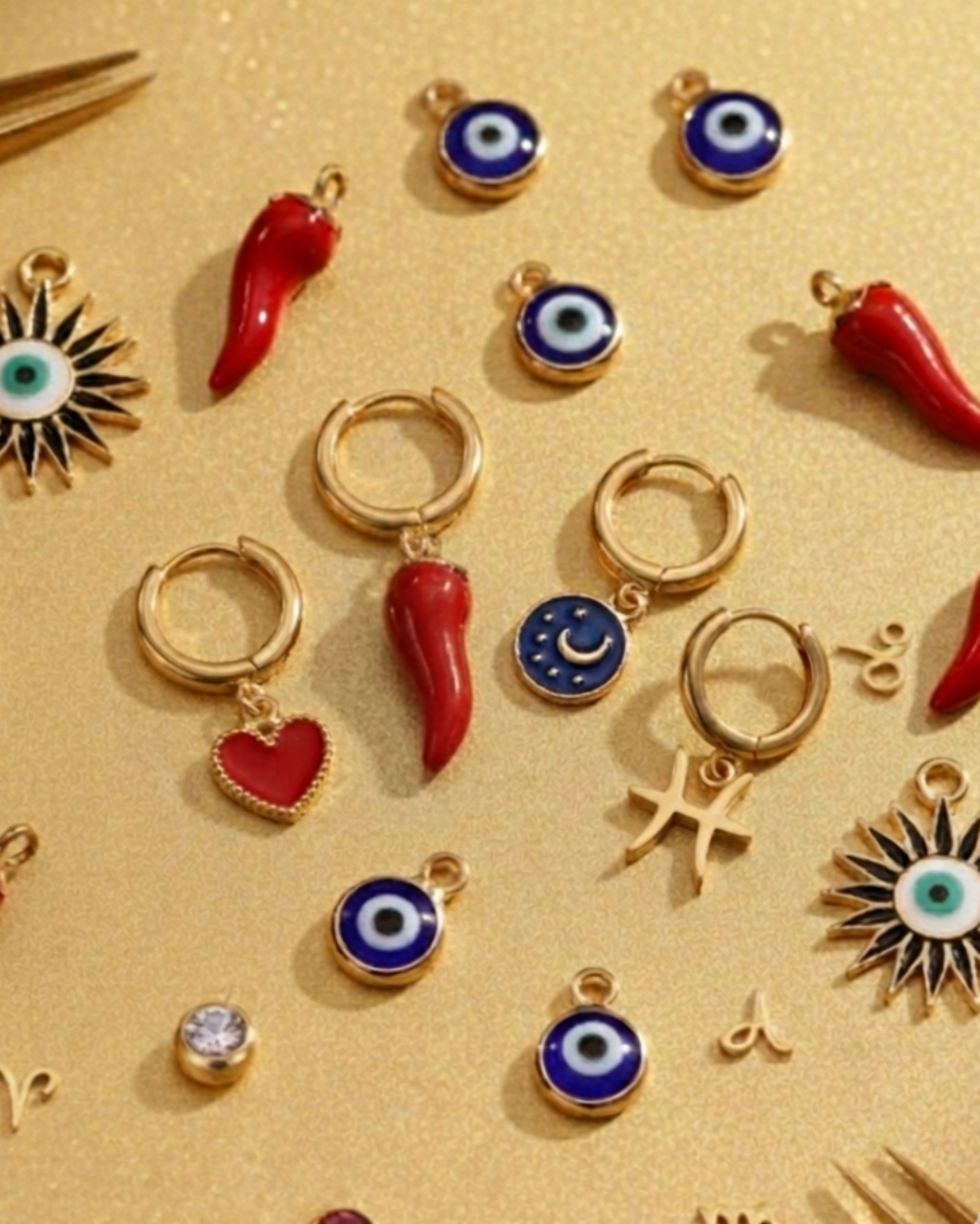 Orecchino Cuore Rosso - Oro