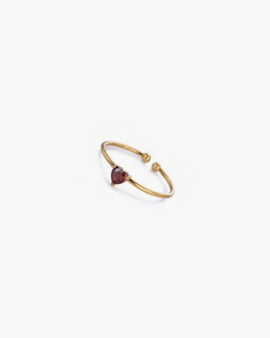 Anello Pietra Rosso Scuro - Oro
