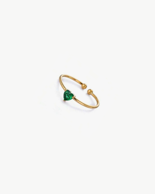 Anello Pietra Verde Scuro - Oro